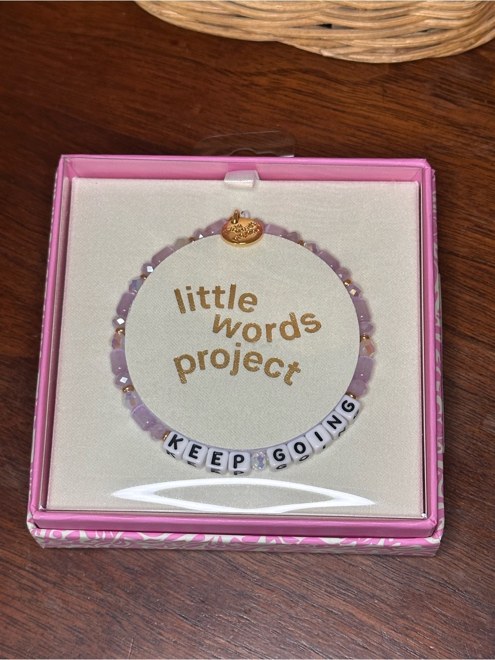 Little Words Project 'Keep Going' Lavender Beaded Bracelet